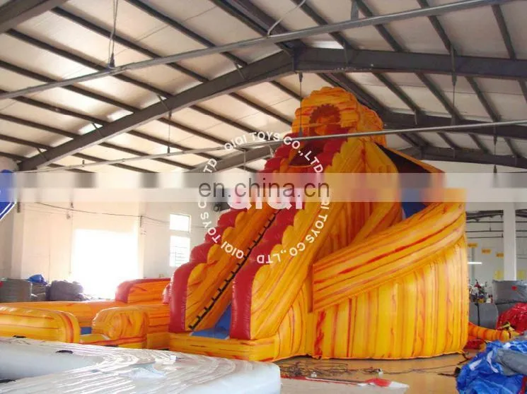 Volcano corkscrew gaint inflatable water slide with pool for games