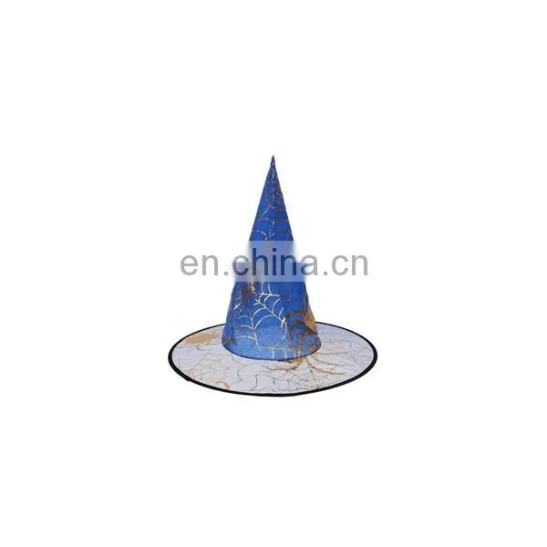 Halloween party adult female black veil witch hat gold design