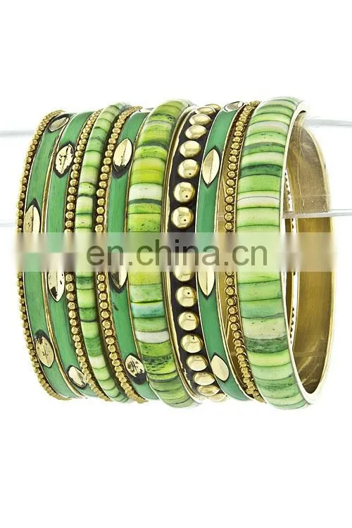 Bold wood and Brass Bangle Stack Bangle Bracelet Set Wholesale