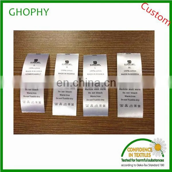 satin ribbon clothing wash care label
