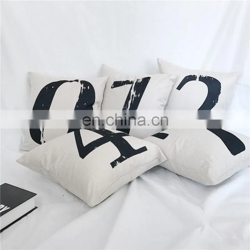 Popular Promotional Number Design Cotton Linen Cushion cover