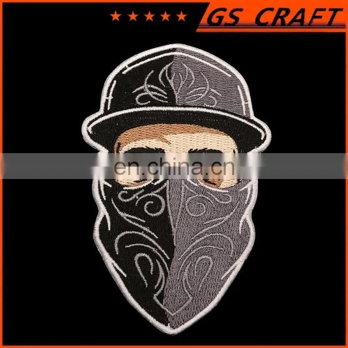 Man in Cap and mask embroidery patch