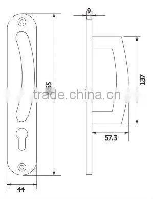 P03LP05-EU:Tube Stainless Steel Lever Pull Handle with Plate