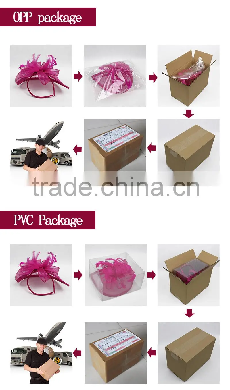 2015 New Design Elegant Church/Races Sinamay Fabric Feather Fascinator Hat