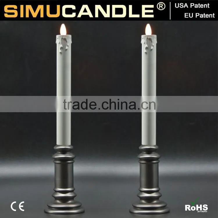 Flameless LED taper candle with realistic flame, with USA and EU patent with remote