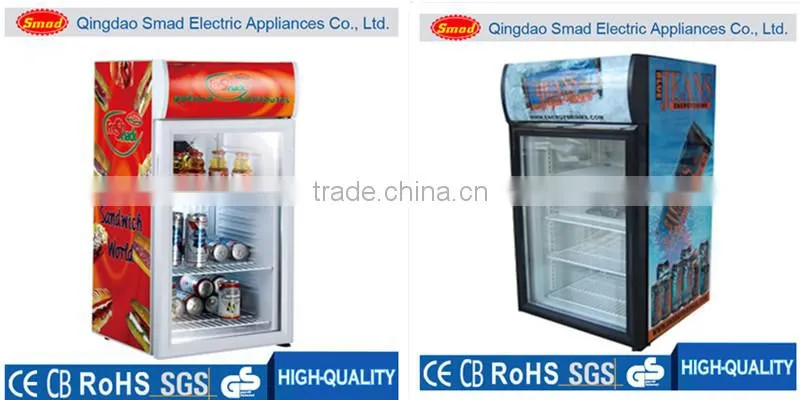 Commercial double glass door vertical refrigerated showcase for supermarket