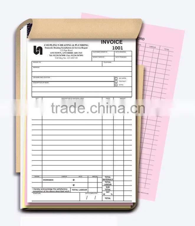 8.5x5.5 one white two copy Invoice Books