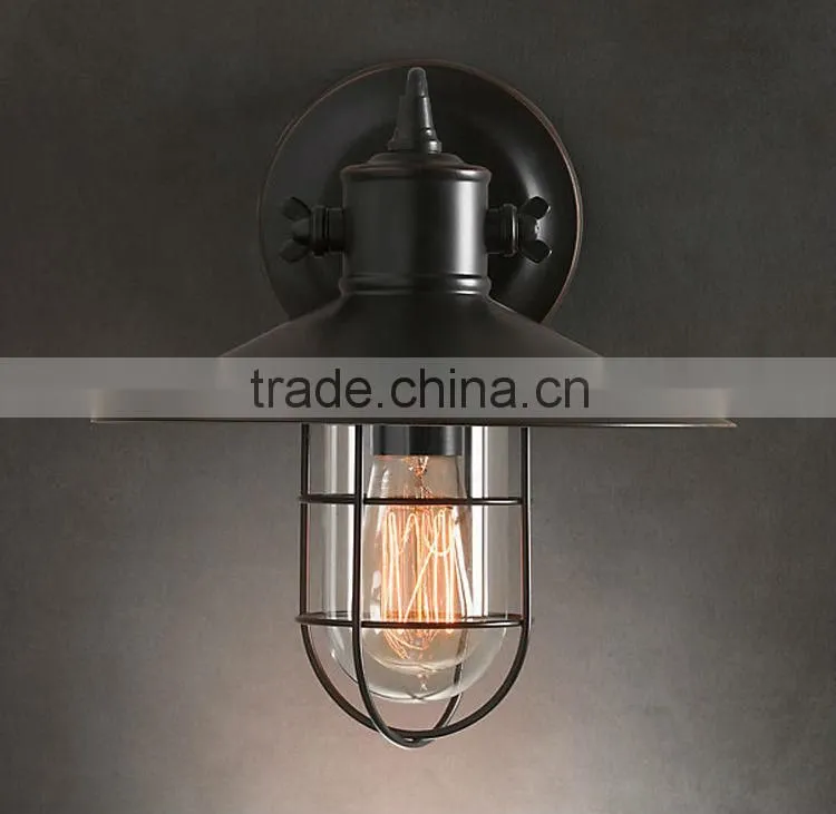 Antique Vintage Style Glass Shade Bell Sconce Wall Lamp