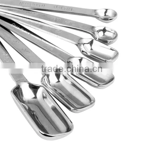 Hot in stock fast delivery stainless steel cooking measuring spoons 6 sets
