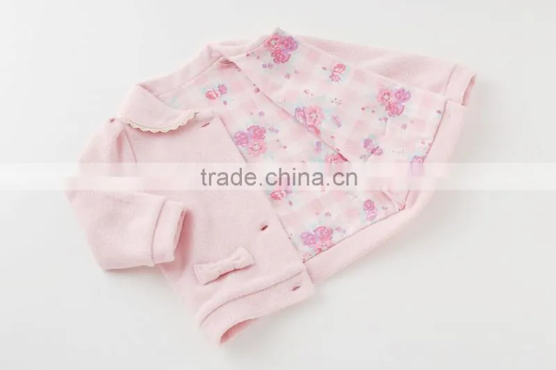 cute Japanese wholesale high quality product baby jacket children winter clothes kid toddler clothing infant garment with ribbon