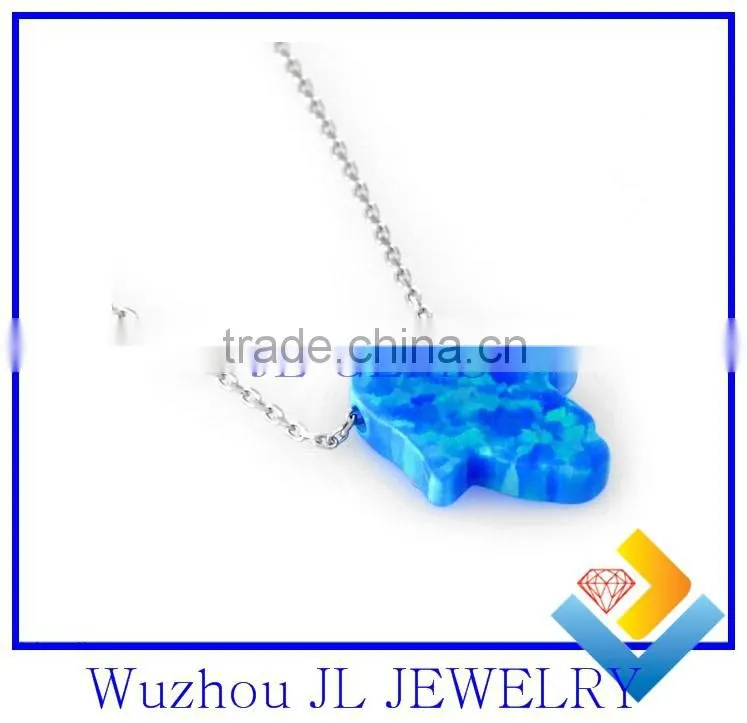 Wholesale 925 Sterling Silver High Quality hot Opal hamsa/hand necklace jewelry