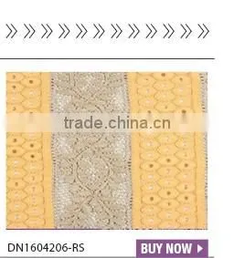 Bulk top quality 100%polyerster print fluorescent yellow lace fabric