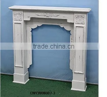 hand carved eco painted wooden fireplace mantel