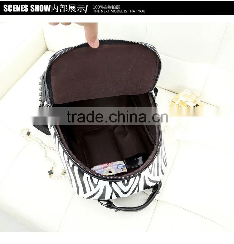 Kores style Zebra pattern rivet women backpack bag casual school bags
