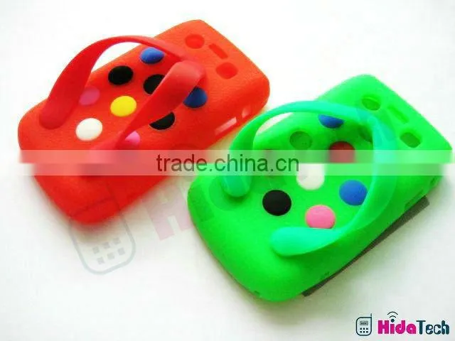 silicone gel case cover for blackberry 9700, slipper shape,shoe shoes pattern design