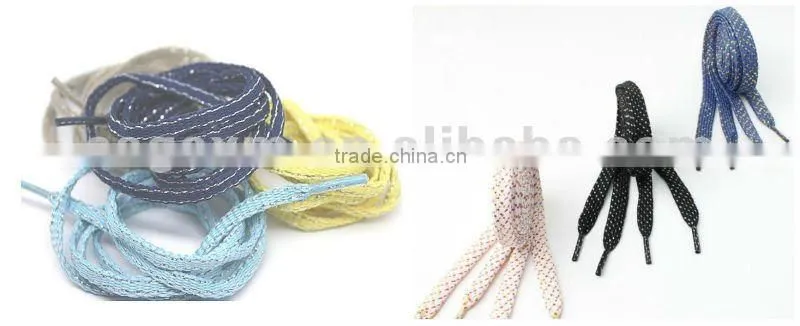 12mm flat single color blue metallic shoelace