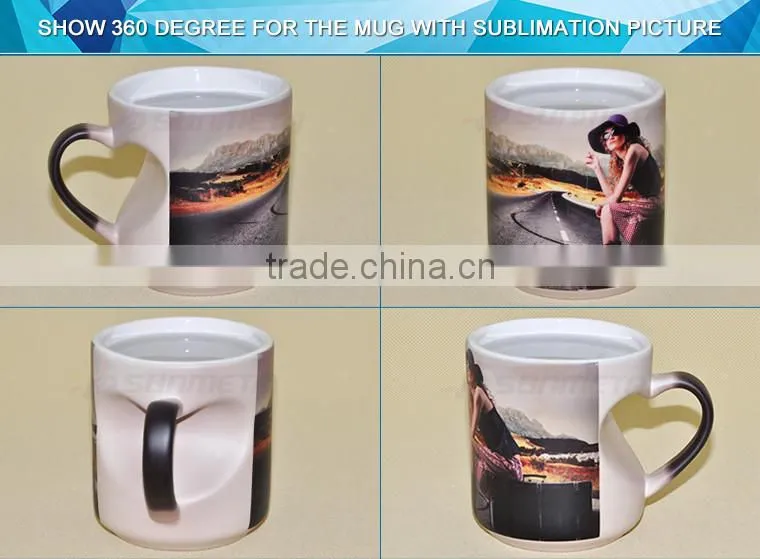 Sunmeta whole sale 11oz Blank Sublimation heart-shaped Color Changing ceramic Mug matte
