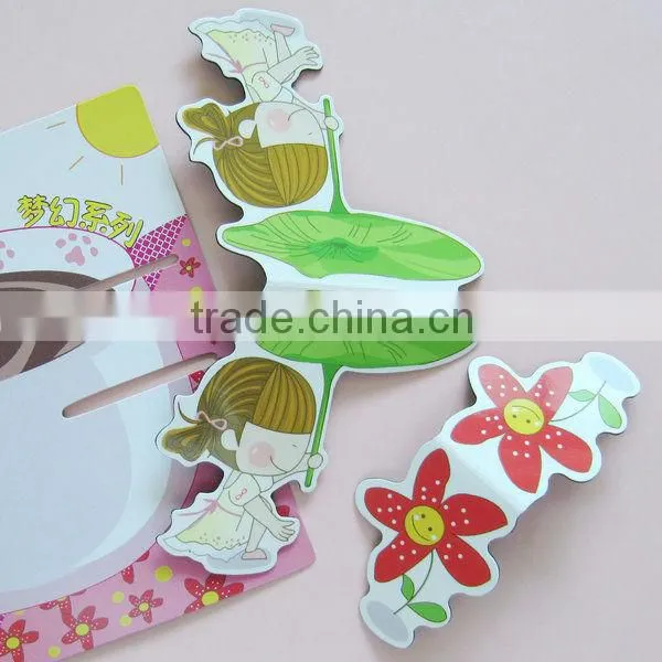 Girl&flower folding promotional magnetic bookmark