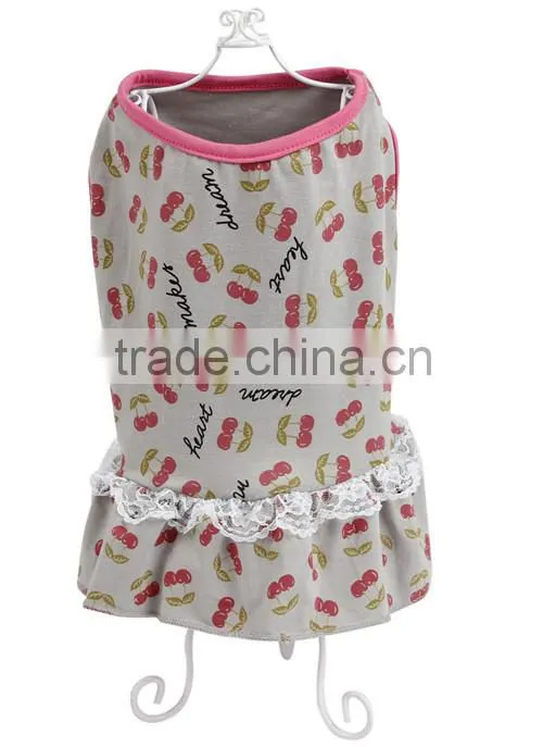 Cute Cherry Design high Quality Female small dog clothes made in china