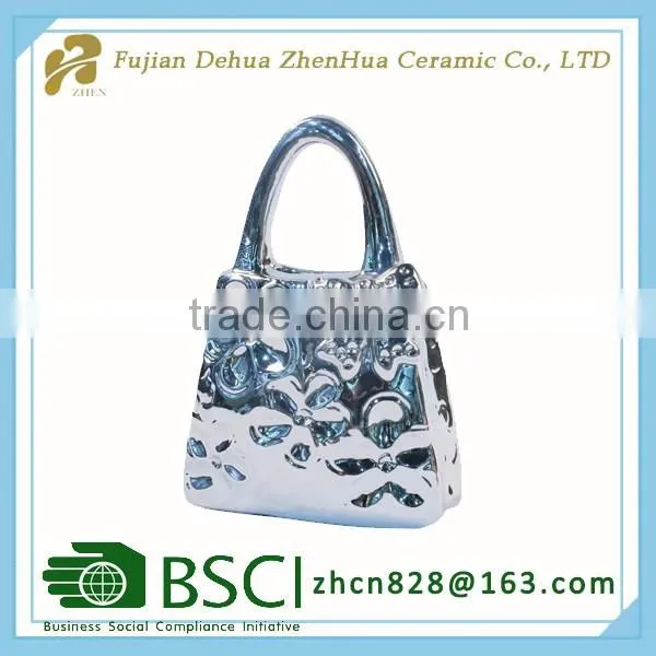 fashionable handbags shape ceramic money box for gift