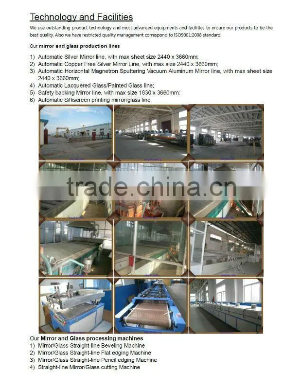4mm 5mm 6mm fine processed wall dance mirror for decoration with double coated paint