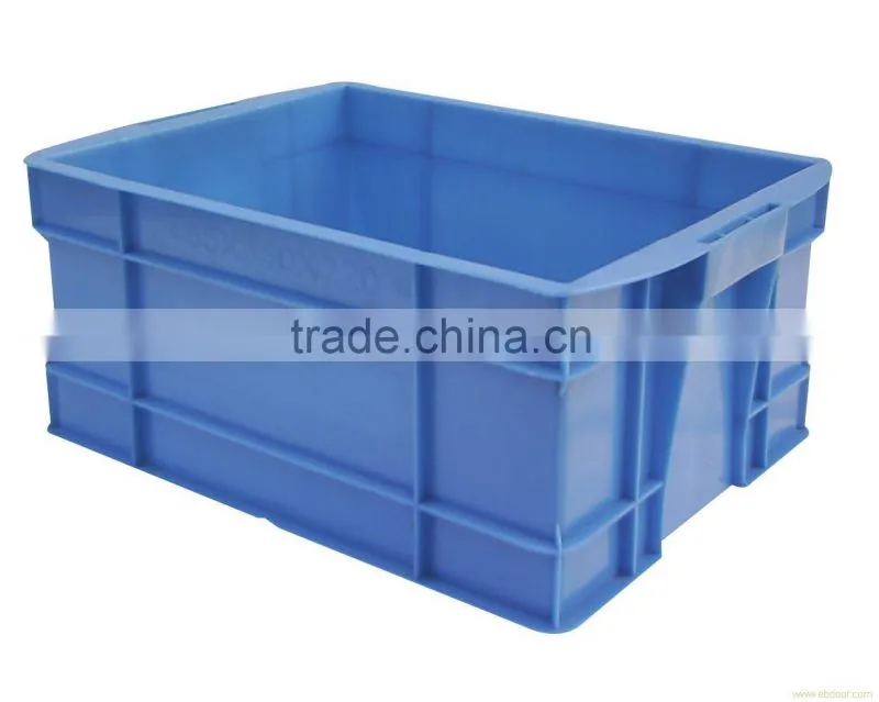 Plastic storage bin in warehouse, garage