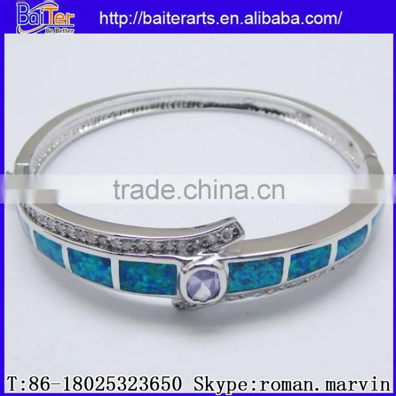 Wholesale Fashion Women's Synethic Blue Fire Opal Bangle