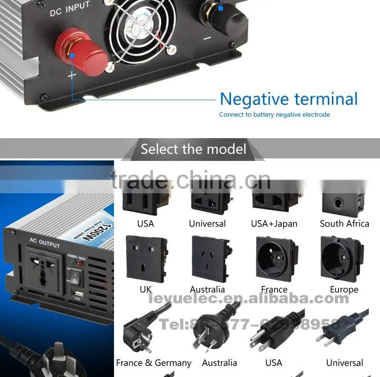 Pure sine wave power inverter 1200w CE RoHS approved dc 12v to ac 110v/220v with off grid solar power system