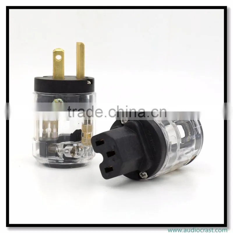 OEM/ODM Gold Plated EU Schuko Mains Power Plug + IEC Connector Audio