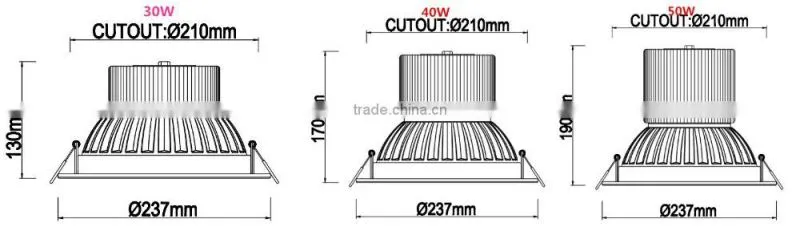 wholesale 30W,40W,50W led downlight high power