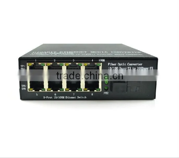 1 Fiber to 8 UTP Unmanaged RJ45 10/100/1000Mbps Singlefiber Single Mode Fiber Switch Megabit Ethernet Fiber Switch