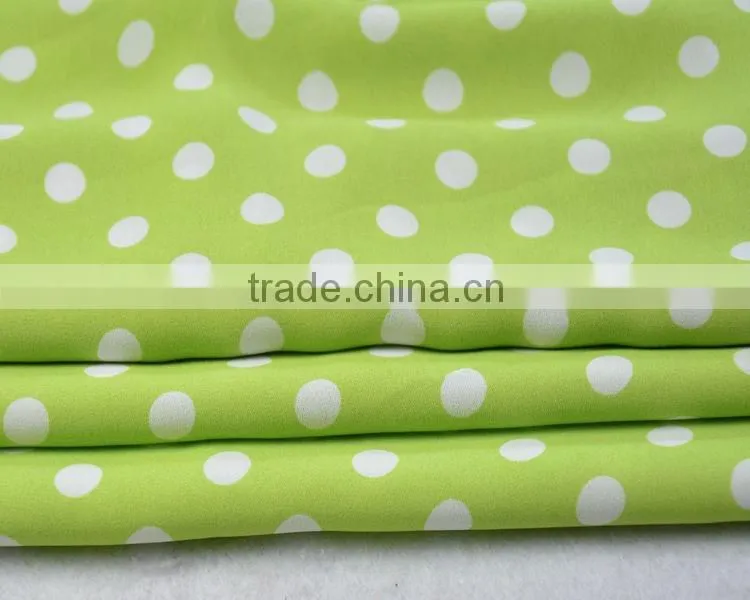 Jiufan Textile New Pattern Printed Georgette 100% Spun Polyester Green and White Spot Fabric