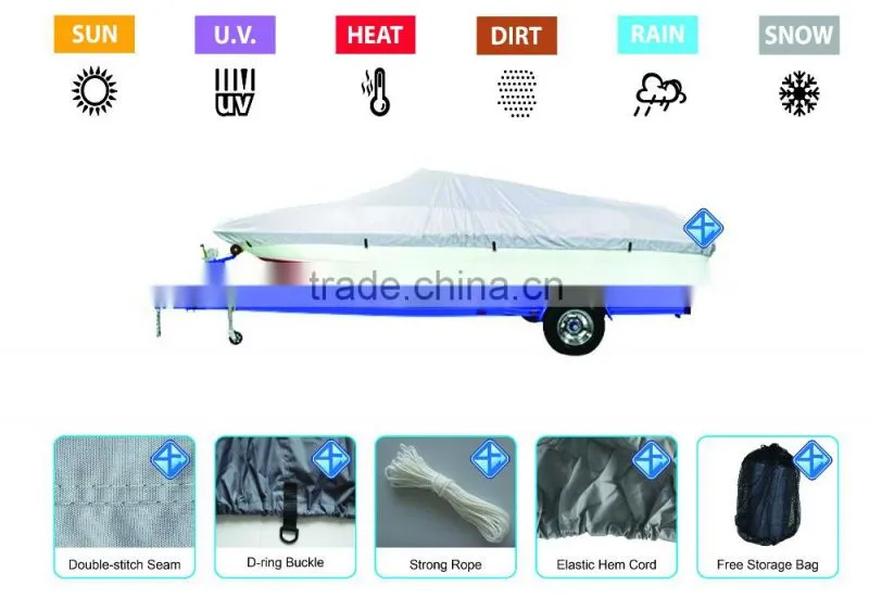 14-16 ft Silver 150D Boat Cover