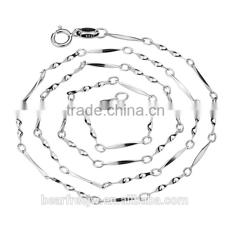 Custom 925 Sterling Silver Twisted neck Link chain Necklace Width 1.2mm, Matching Chain for Pendant