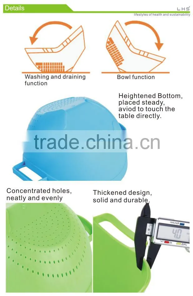 New design Kitchen washing fruits and vegetables Double handle rice colander