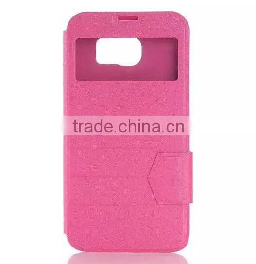 Factory Wholesale Flip Stand Window PU Leather Case For Samsung Galaxy S6