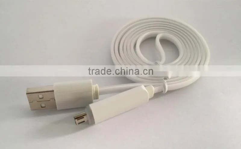 Flat Noodle Design Candy-colored Micro USB cable With Led Light for Android Smart Phone