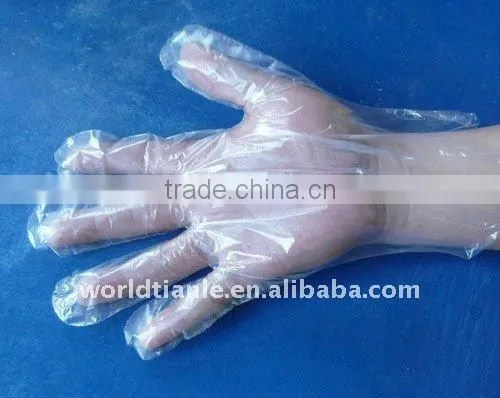 Disposable sterile polyethylene gloves packed one pair in one pouch