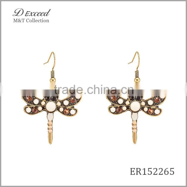 Yiwu Wholesale Jewelry Factory Fashion Ethnic Bohemian Beaded Animal Drop Earrings Dragonfly Dangle Earrings