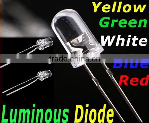 5mm LED Diode Green/Yellow/White/Blue/Red Light Discrete LED Bulb Light Luminous