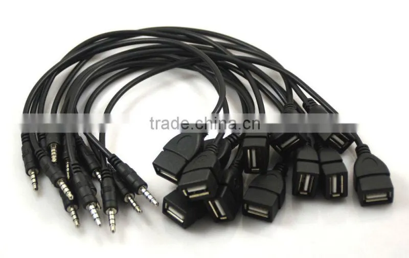 8 inch Sync 3.5mm Male AUX Auxiliary Audio Plug Jack to USB Cord Converter Cable