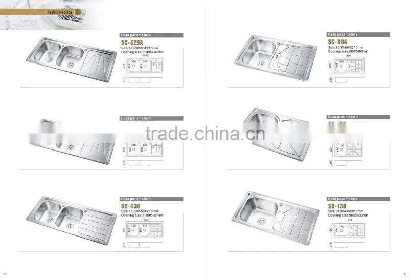 SC-108 Kitchenware with drainer heat handmade stainless steel sink table