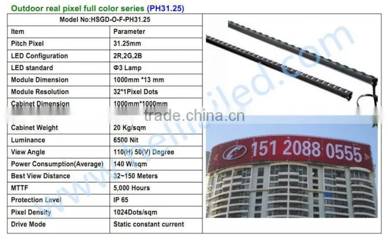 P31.25 Full Color Led Mesh Strip video Wall///outdoor led strip display screen