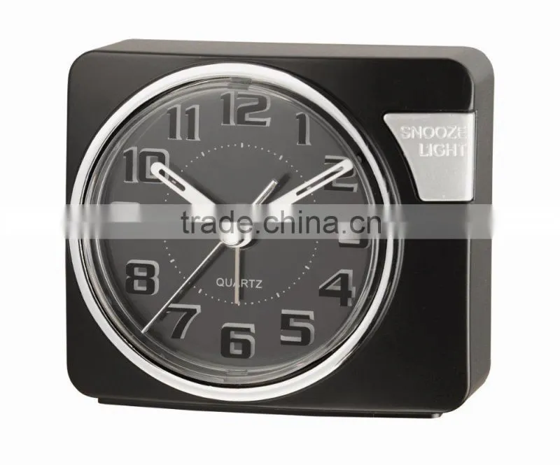Black dial touch LED light hand size alarm clock