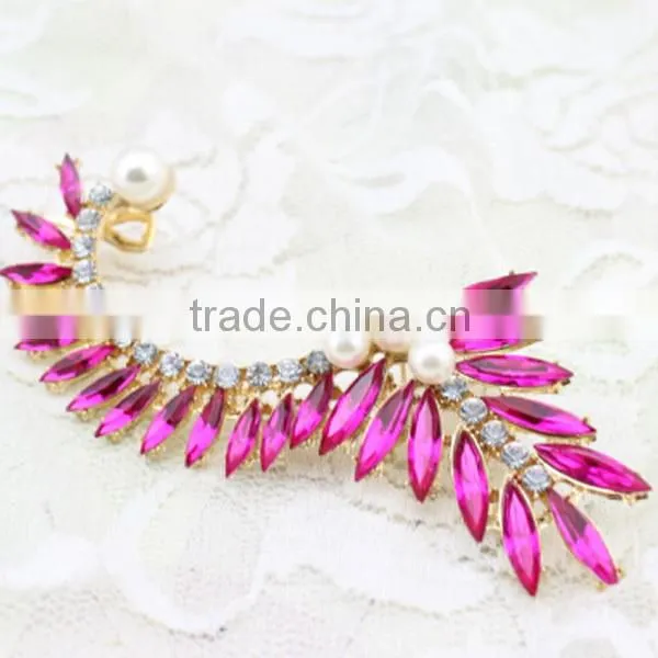 cute design large rhinestone cover ear cuff earrings
