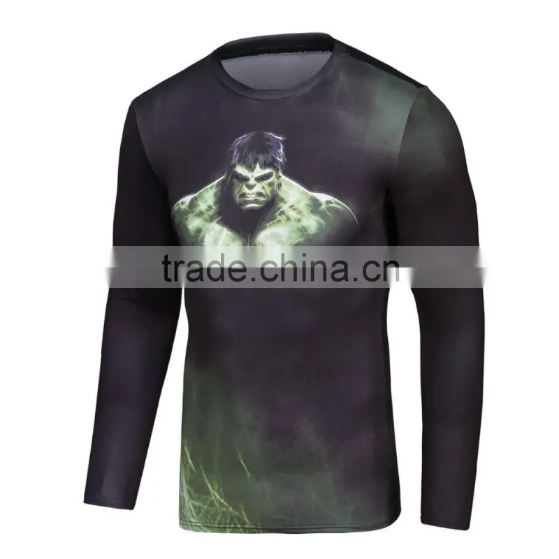 Men Summer Compression T Shirt Superhero Hulk 3D Printing T Shirt Male Fitness Sport Top Gym Clothes