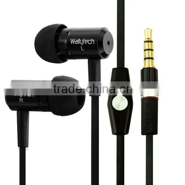 Wallytech High quality Metallic in-ear earphone For Samsung Galaxy S4 I9500 For iphone 5 With Mic