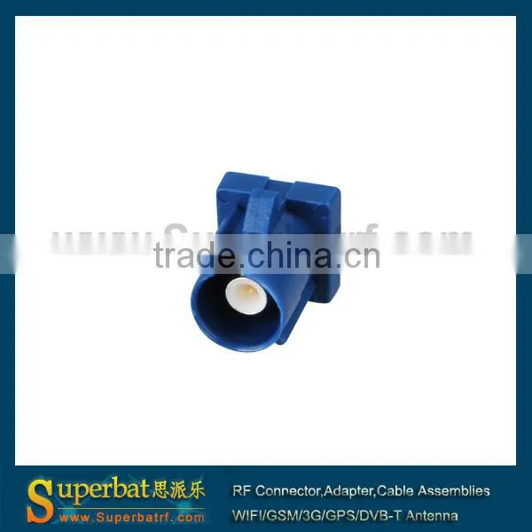 Fakra Plug End Launch PCB mount straight Blue for GPS telematics or navigation