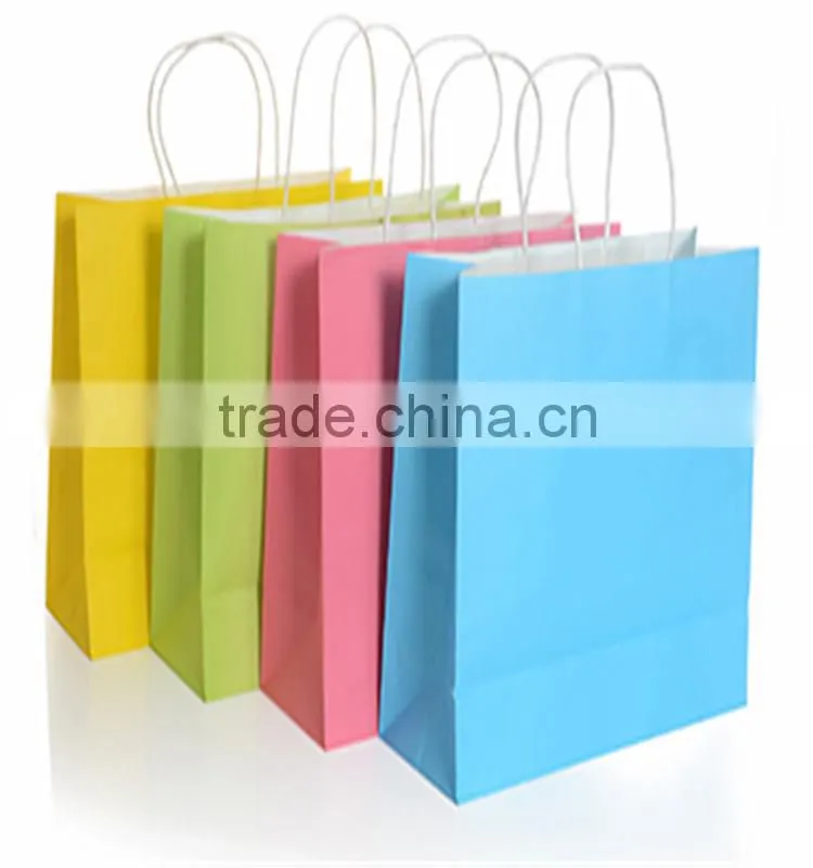 Newest Design Colorful Brown Kraft Paper Bag With Brown Twisted Handle