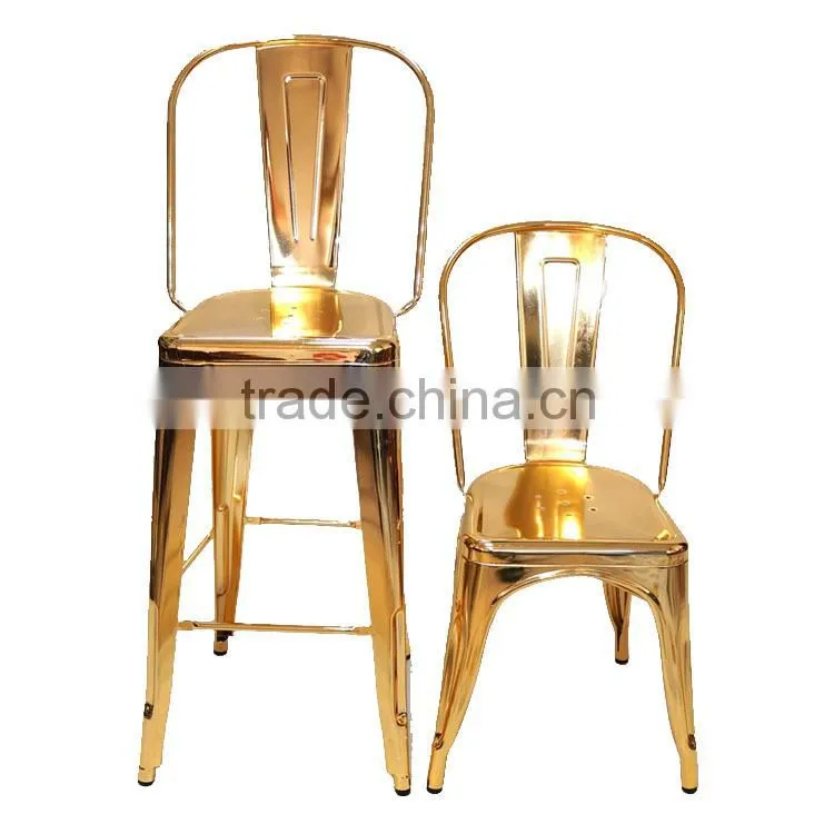 Wholesale Gold Plating bar stool high bar chair metal chair modern